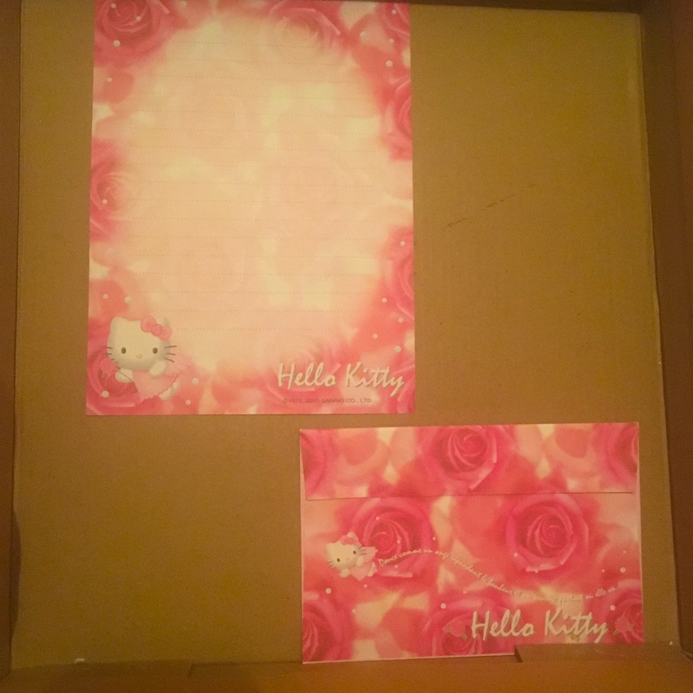 Beautiful 3D Pink Rose Hello Kitty Stationary paper unique rare print design